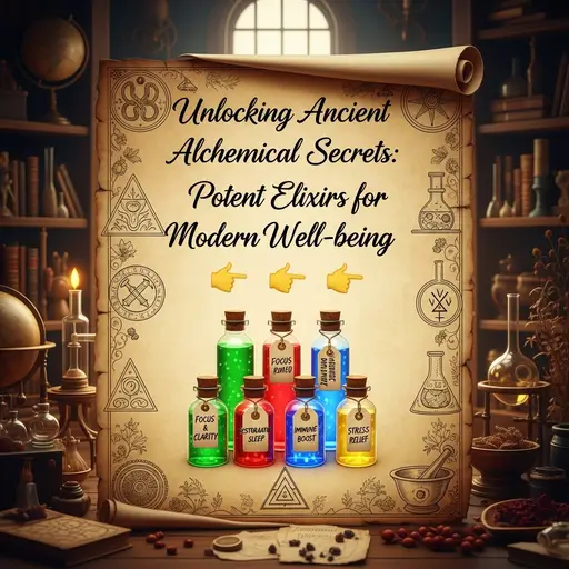 Ancient alchemical symbols with herbal ingredients