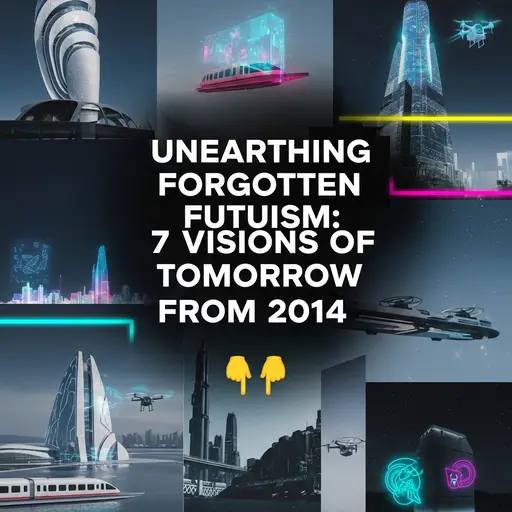 Collage of futuristic tech and societal concepts from 2014