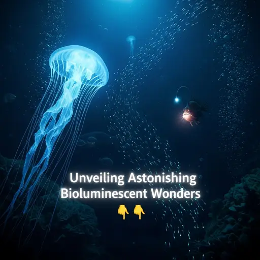 Astonishing bioluminescent creatures illuminating the darkness.