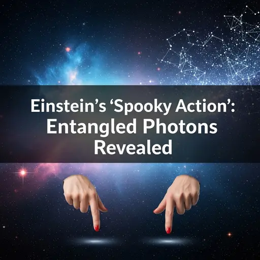 Visual illustrating Einstein's 'spooky action' with entangled photons