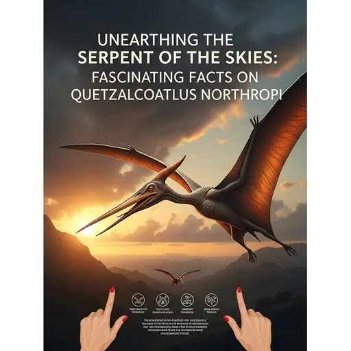 Illustration of Quetzalcoatlus northropi perched on a cliff overlooking a prehistoric landscape