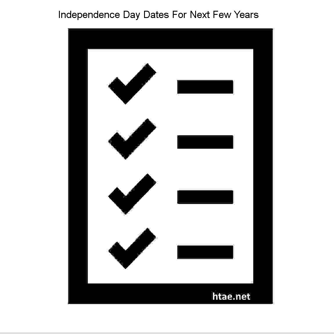 Independence Day Dates For Next Few Years - List