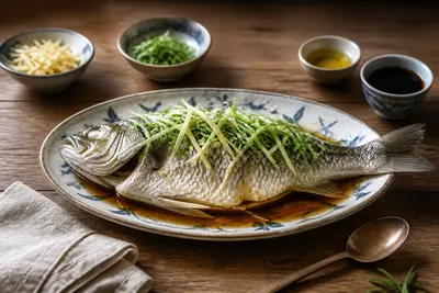 سمك قاروص كانتوني على البخار — صينية — ChefSnap