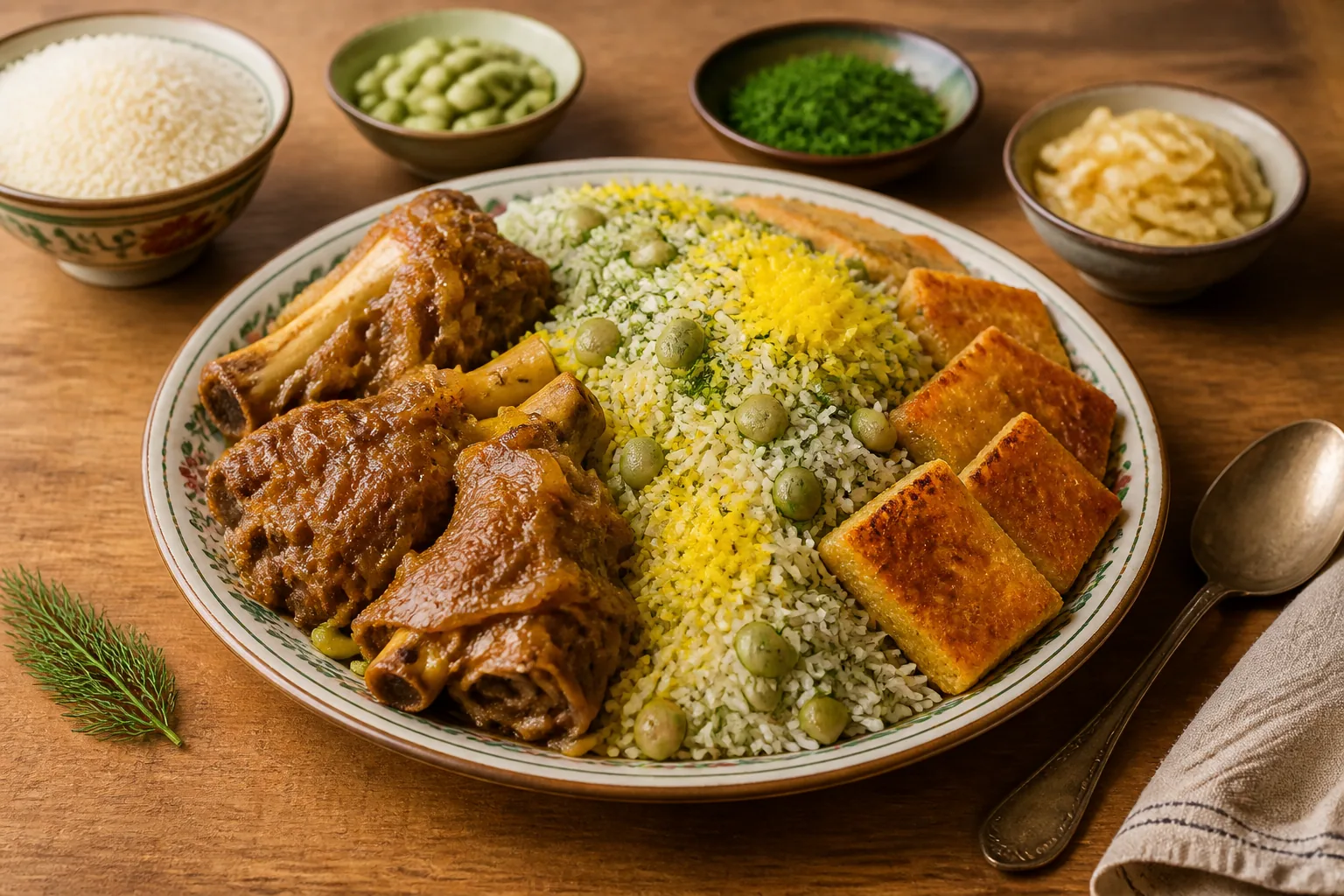 Baghali Polo ba Mahicheh — Persian — ChefSnap