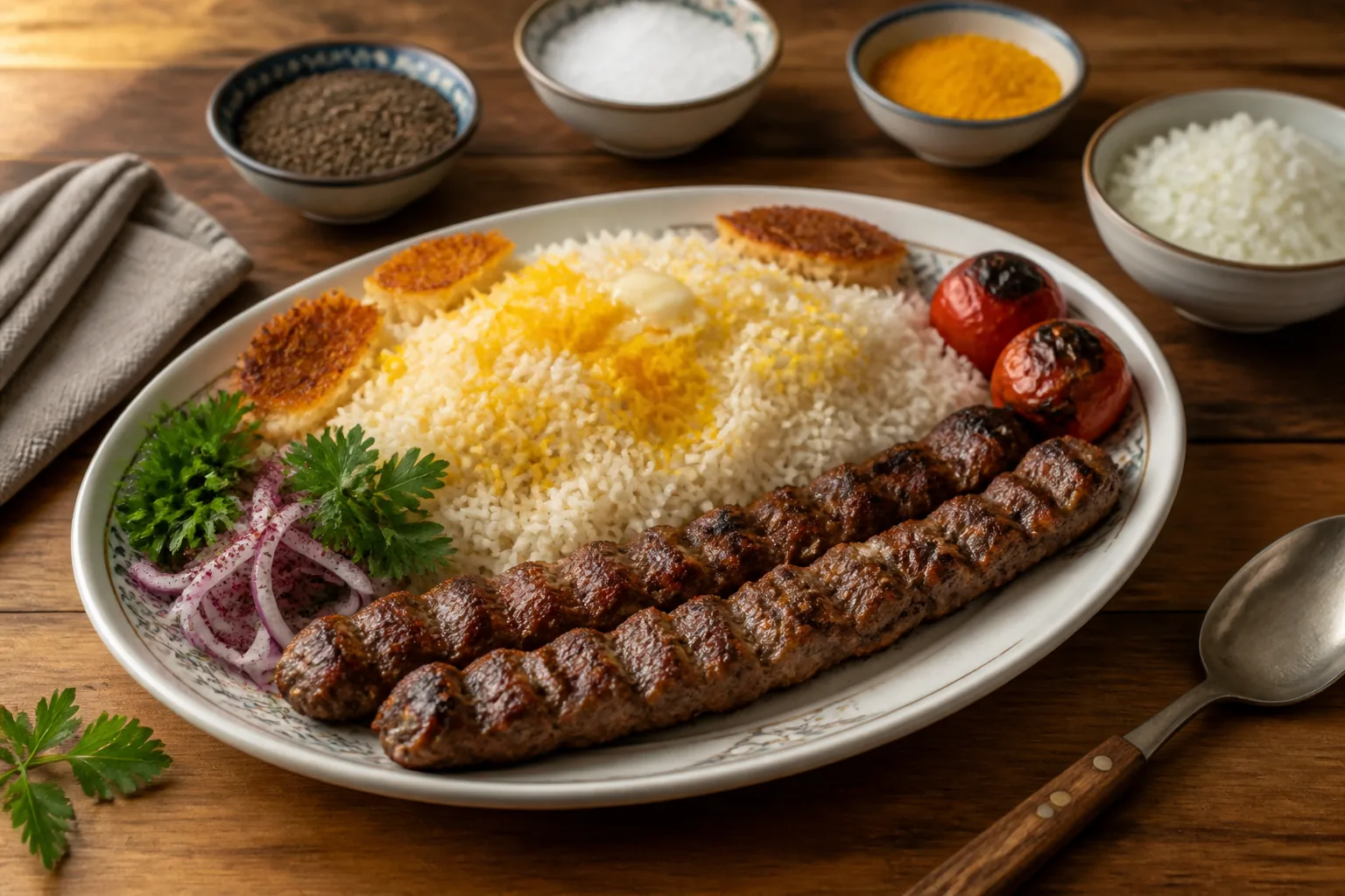Chelo Kabab Koobideh — persane — ChefSnap