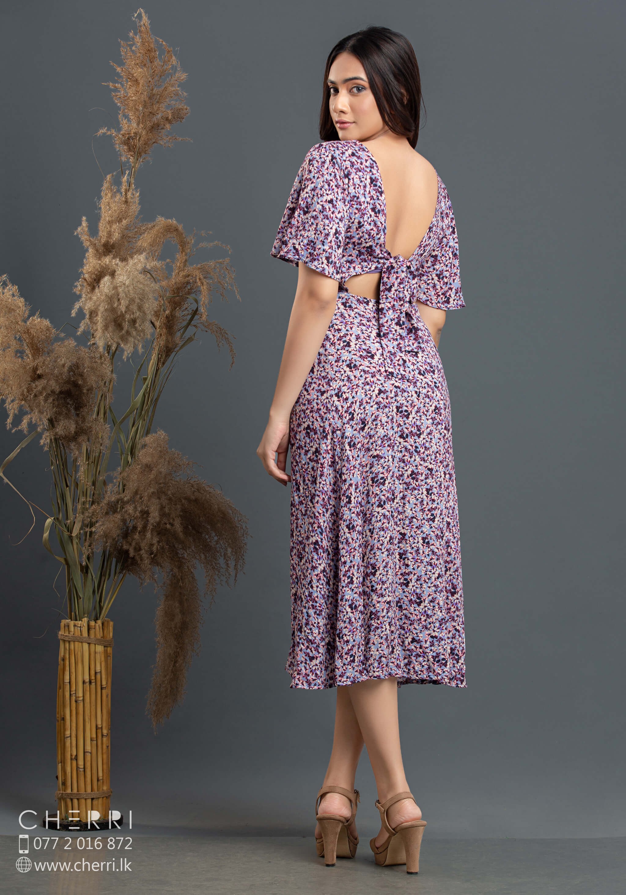 Adria Back-Tie Midi Dress
