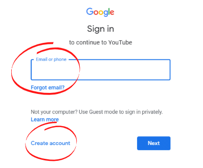 Youtube Log in