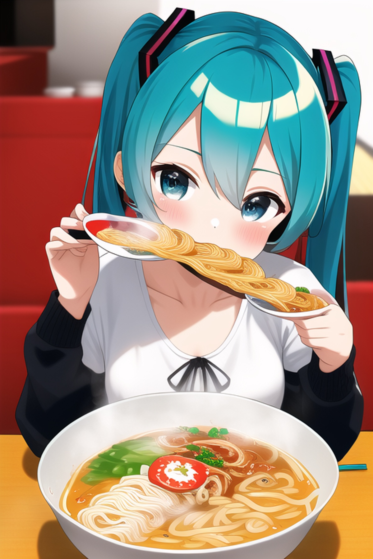 謎 ラーメンを食べる初音ミク2 Chichi Pui ちちぷい Aiイラスト専用の投稿サイト