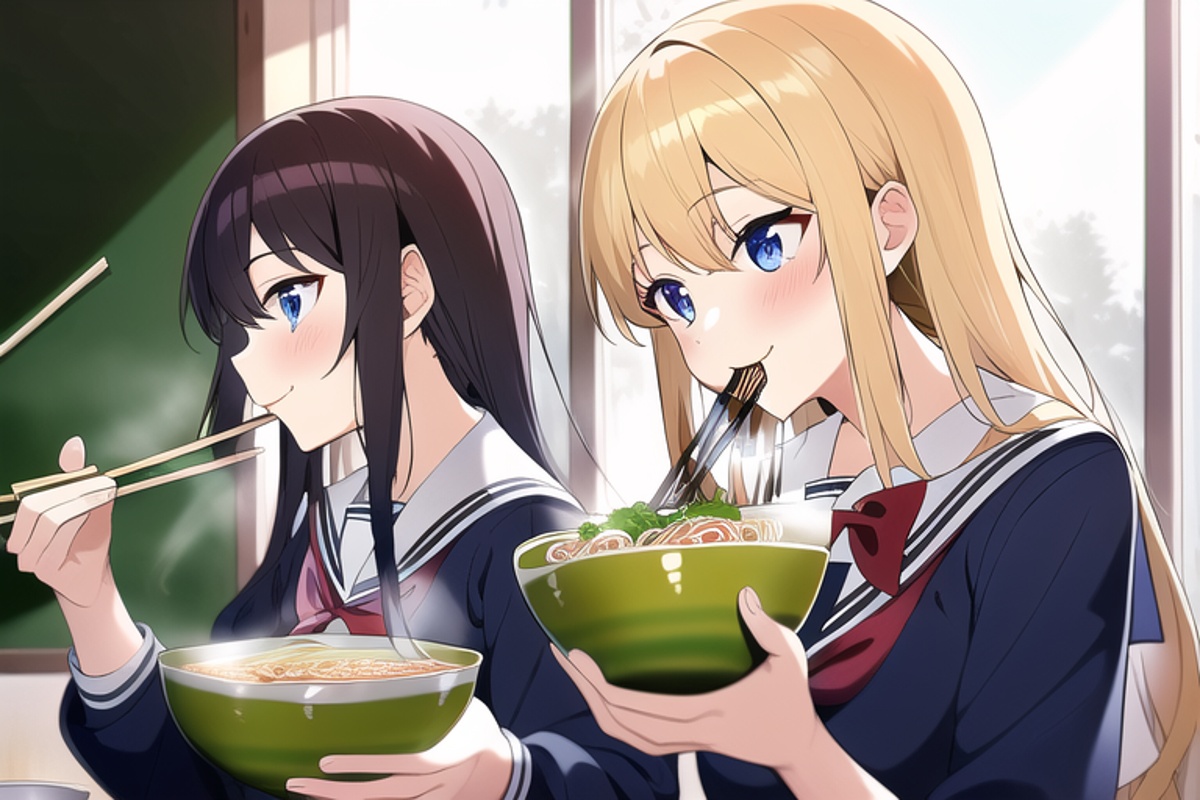 Aiメシ選手権 教室でラーメン食べちゃうガールズ Chichi Pui ちちぷい Aiイラスト専用の投稿サイト