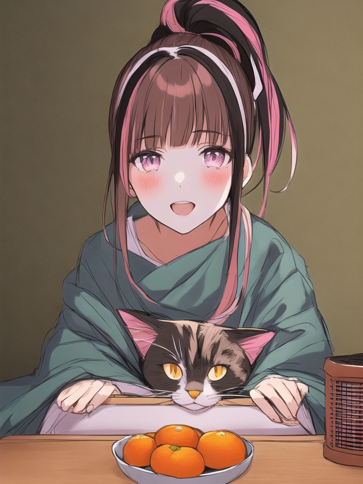 こたつと家猫とみかん Chichi Pui ちちぷい Aiイラスト専用の投稿サイト