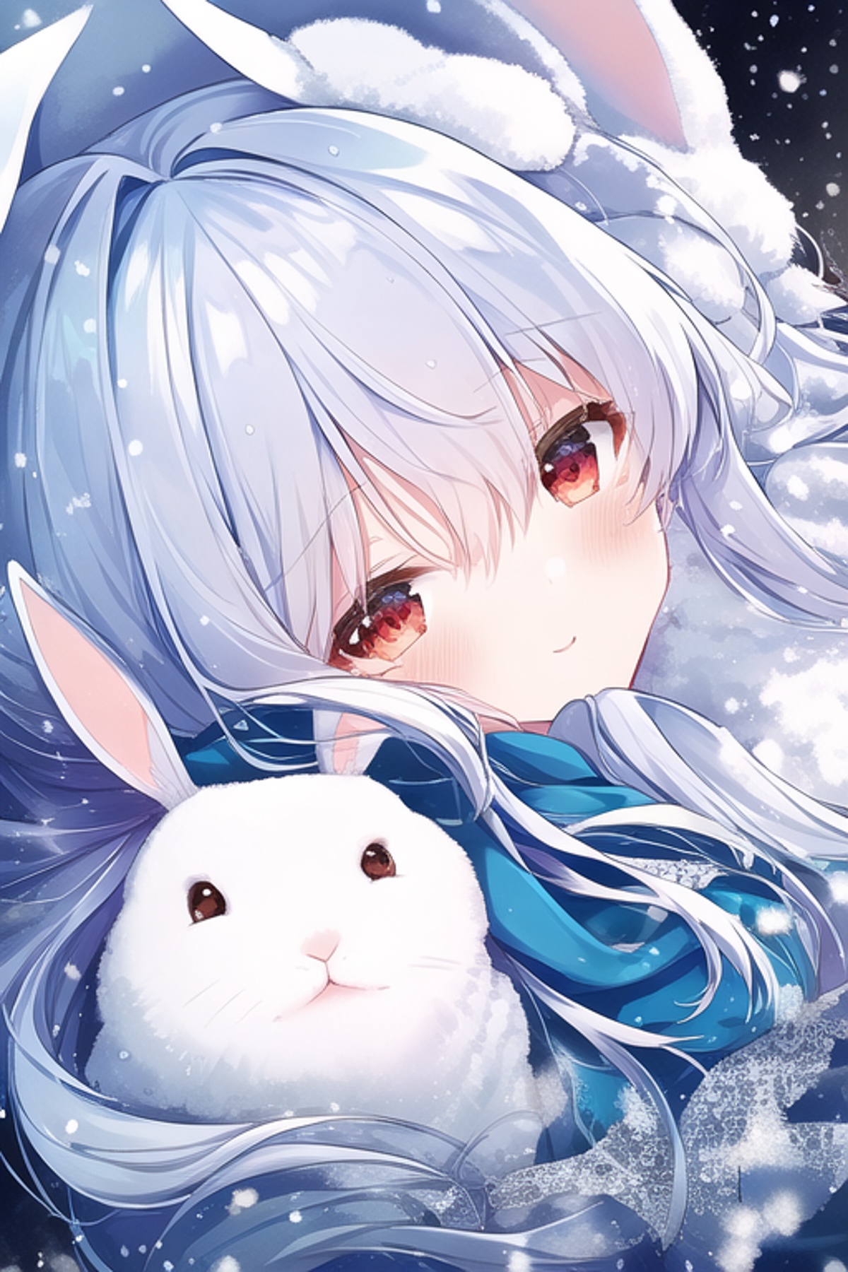 うさぎに寄り添う女の子 Chichi Pui ちちぷい Aiイラスト専用の投稿サイト