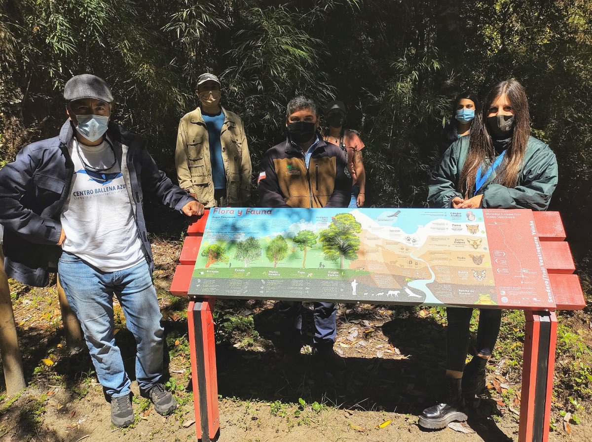 Mapa do novo trilho interpretativo em Ventisquero Yelcho 