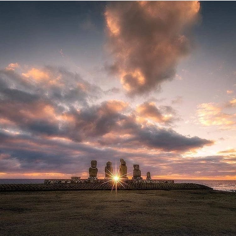 Sunset at Tahai, Rapa Nui Island, Chile