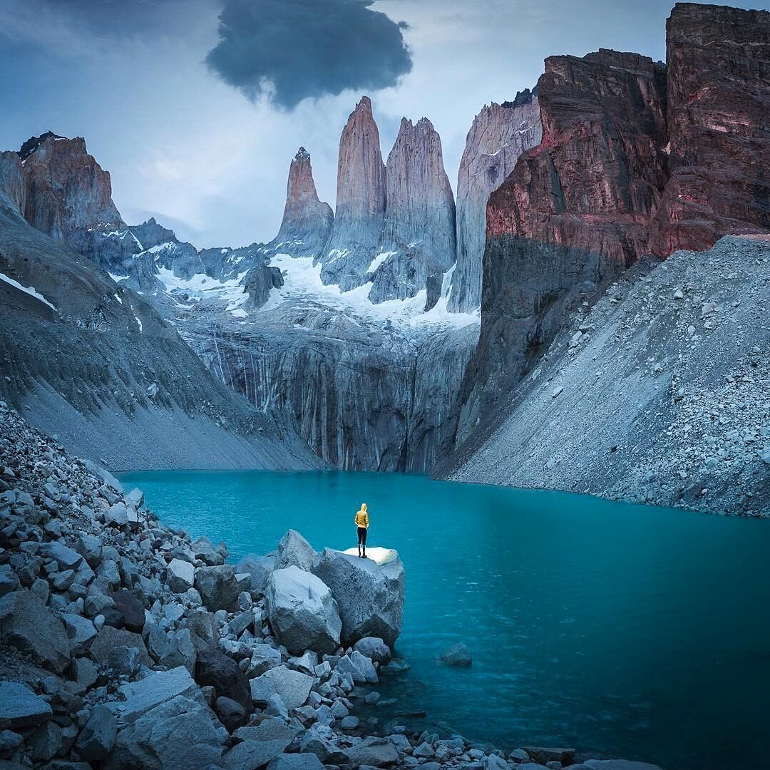 Woman at the foot Torres del Paine