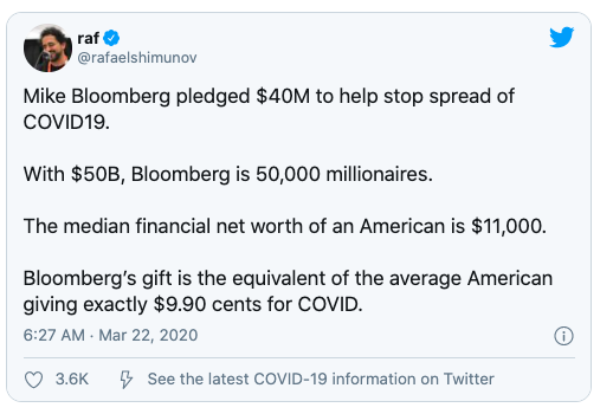 Bloomberg is a selfish prick.