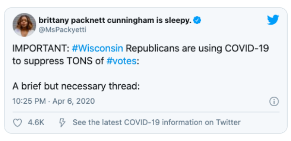 Wisconsin Republicans are using COVID-19 to suppress TONS of #votes.