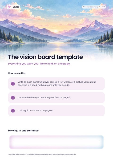 La couverture du modèle de tableau de vision