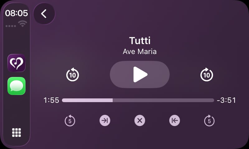 CarPlay audio player with playback controls