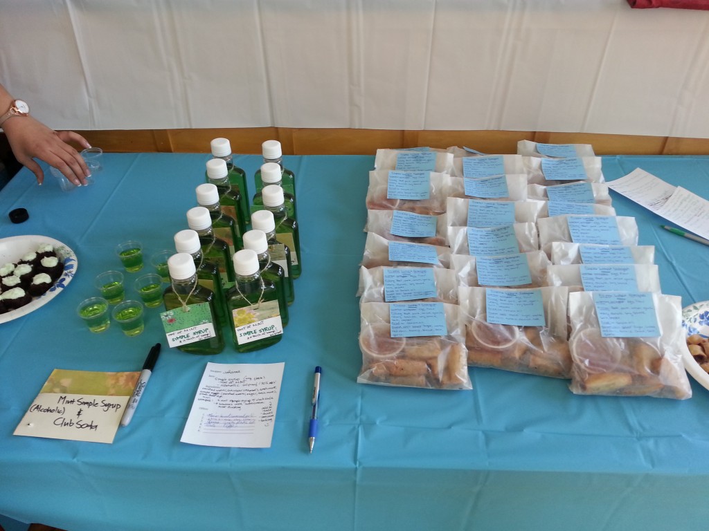 Mint Simple Syrup and Eggrolls with sweet & sour sauce