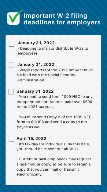 W-2 compliance deadlines list 350x630