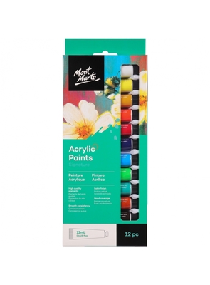 MONT MARTE Acrylic Colour Pastel Paint Set Signature 12pc x 36ml (1.2 US  fl.oz), Creamy Pastel Acrylic Paint Set, Good Coverage, Semi-Matte Finish