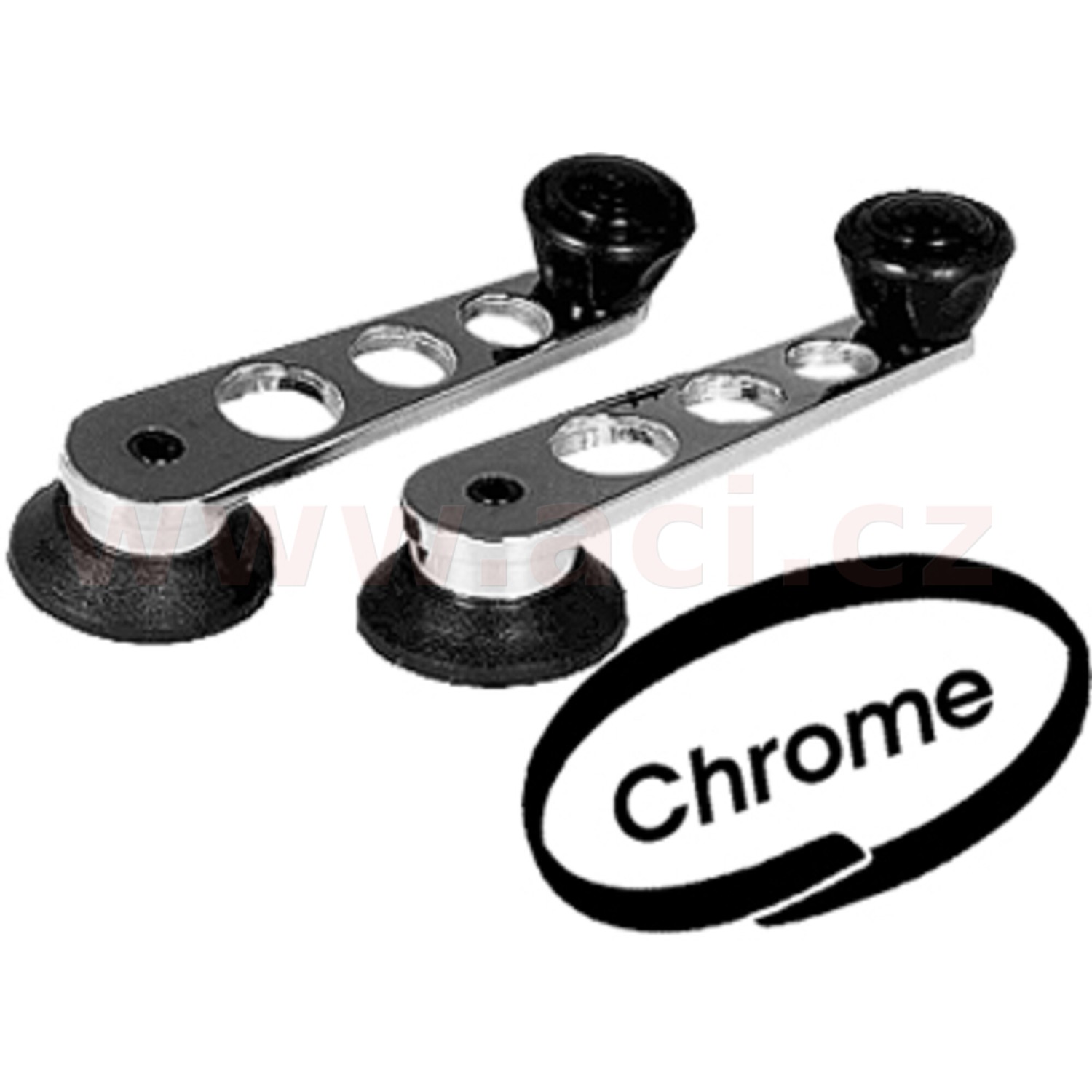 67 - 86 set okenních kliček, chrom + černé CLASSIC L+P