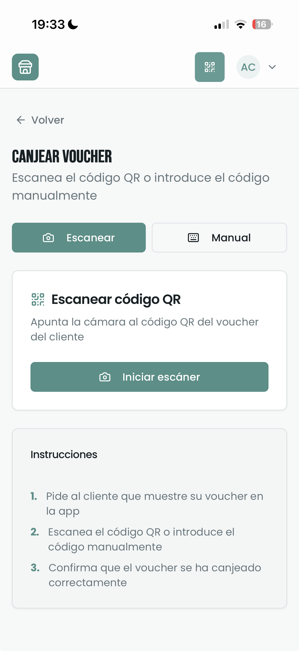Escanear QR del cliente