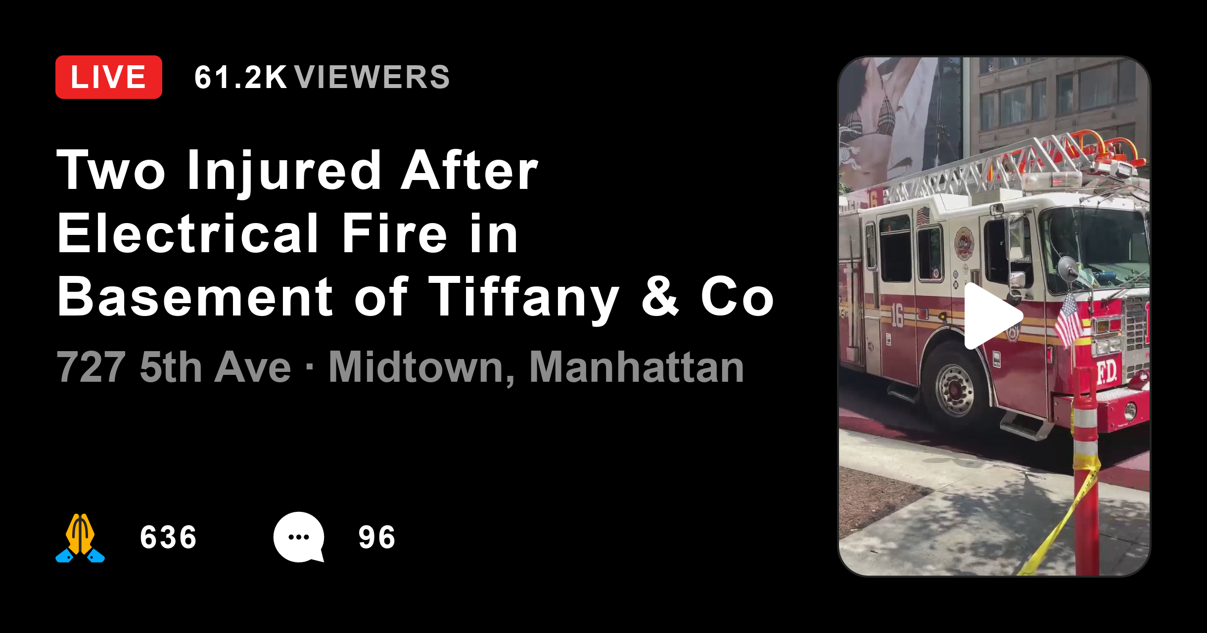 Tiffany & Co. catches fire in Midtown, leaving two people injured