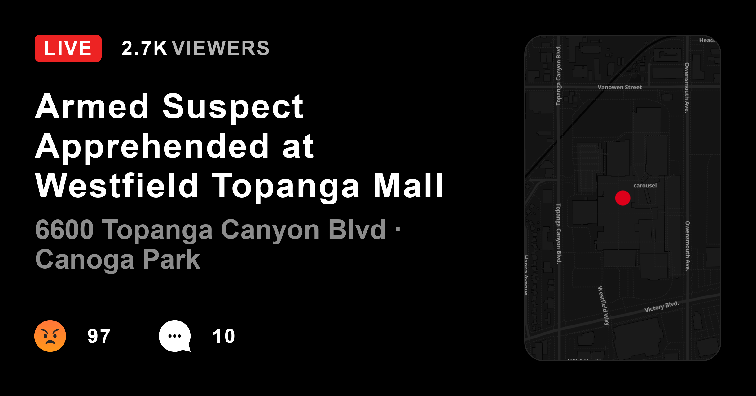 Armed Suspect Apprehended at Westfield Topanga Mall @Citizen