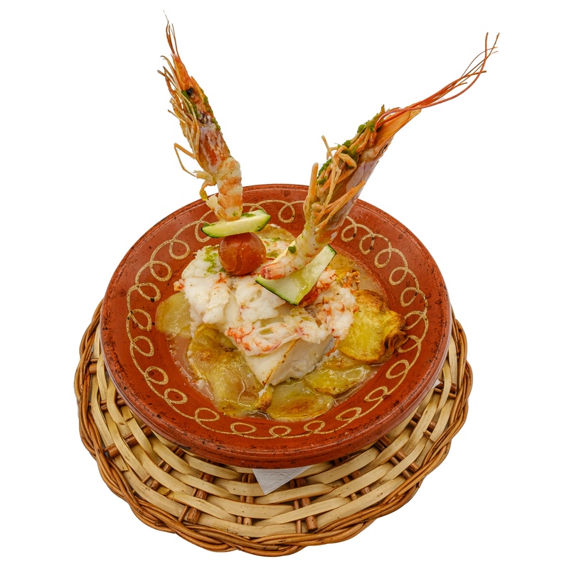 Bacalao al horno con gambas