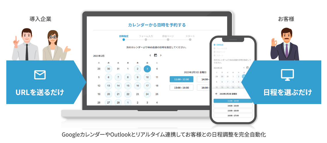 URLを送るだけで日程調整完了