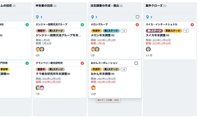 カンバン形式の案件管理が可能