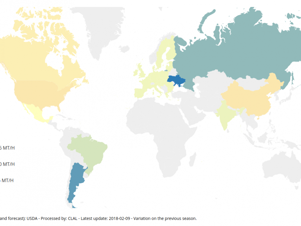 World map of Corn Yields variations