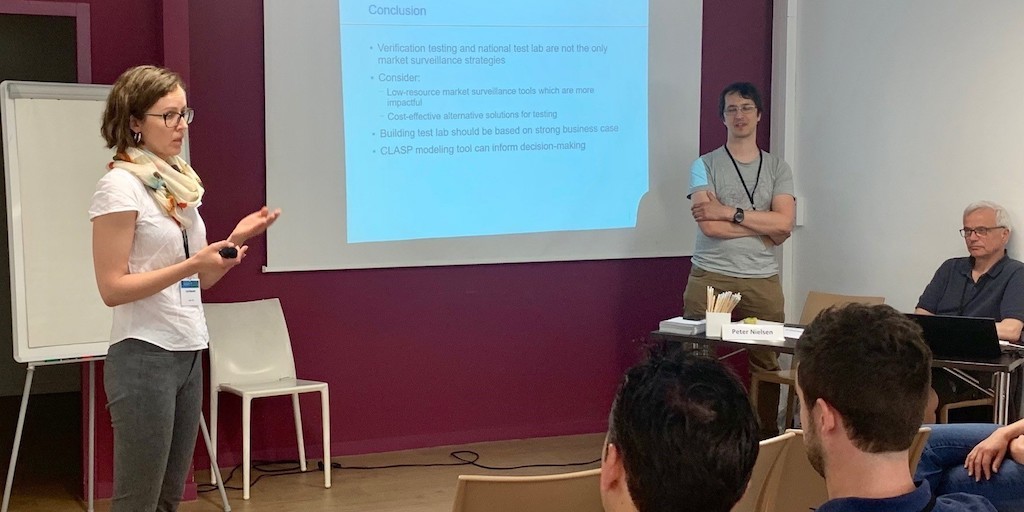 Lina Kelpsaite presenting on the importance of having a strong business case for test labs during eceee’s 2019 Summer Study