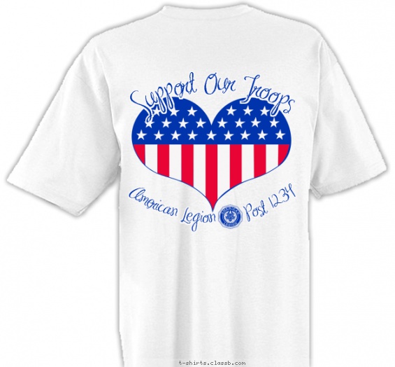 American Legion Waving Flag T-shirt Design on Back