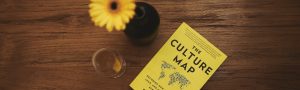 the culture map book with a sunflower on a wooden surface