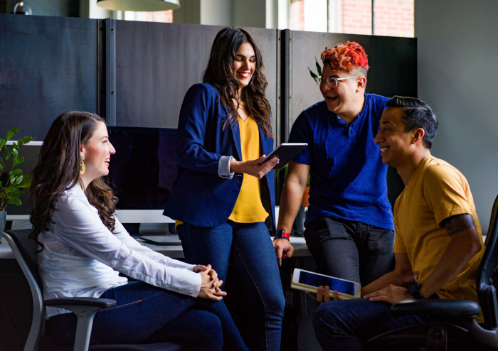 group of people communicating