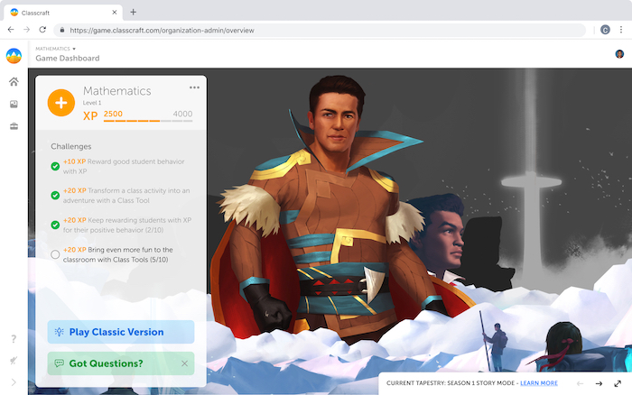 Classcraft's new onboarding.