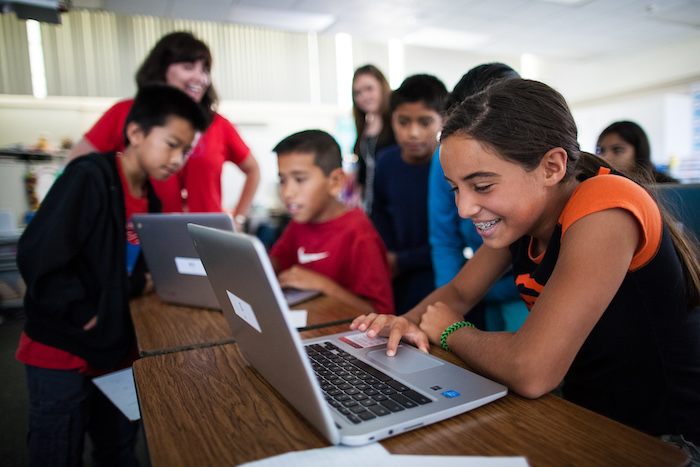 Students working