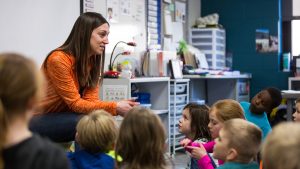 Teacher with students in classroom