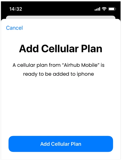 Tap Add Cellular Plan