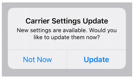 Tap Update on Carrier Settings Update