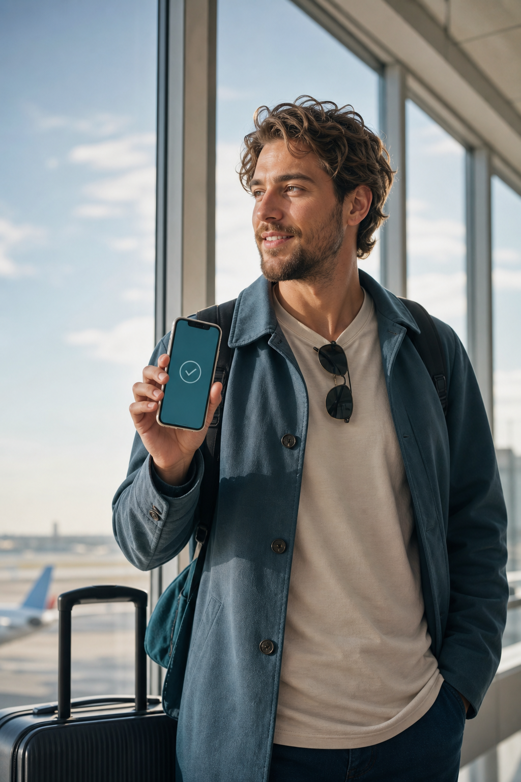 Traveler staying connected abroad with Airhub Ultra eSIM