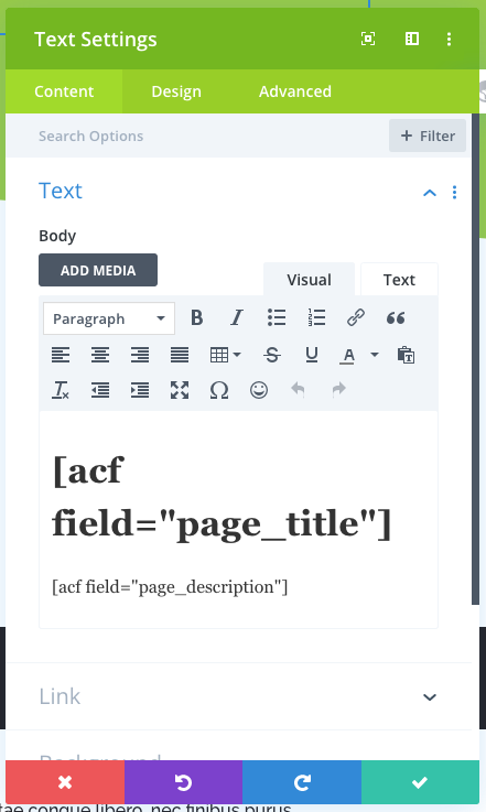 text field with acf shortcode