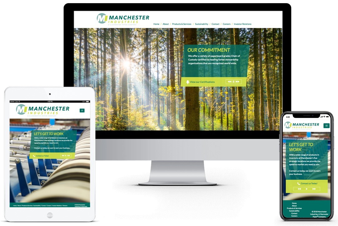 Manchester Industries website mockup