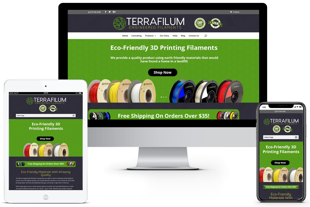 Terrafilum responsive mockups