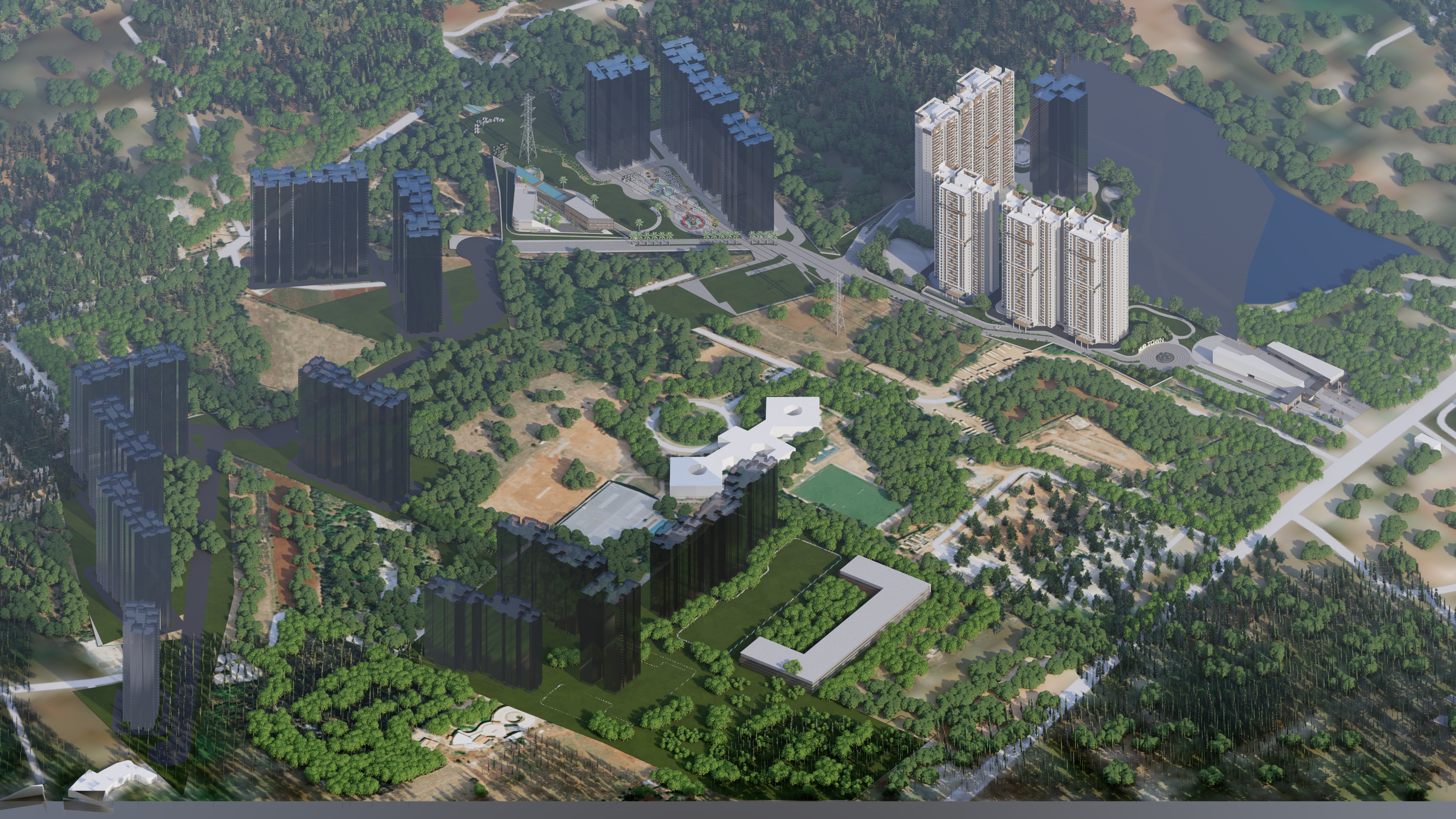 Aerial view of The Right Life estate landscape