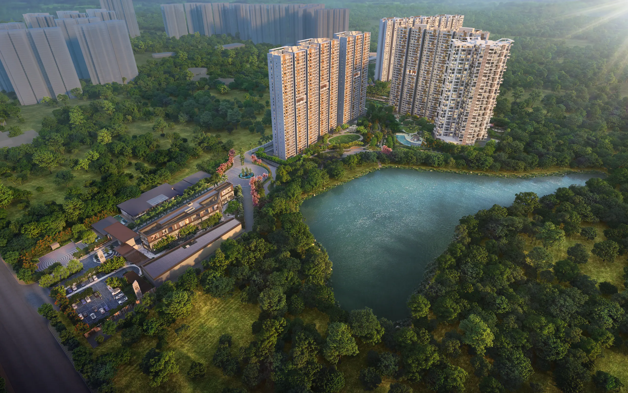 Aerial render of The Right Life township