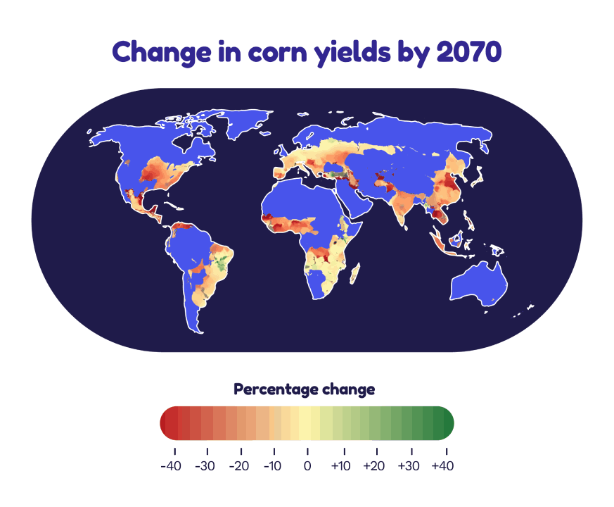 Image of Crops will increase in some places but decrease in most places