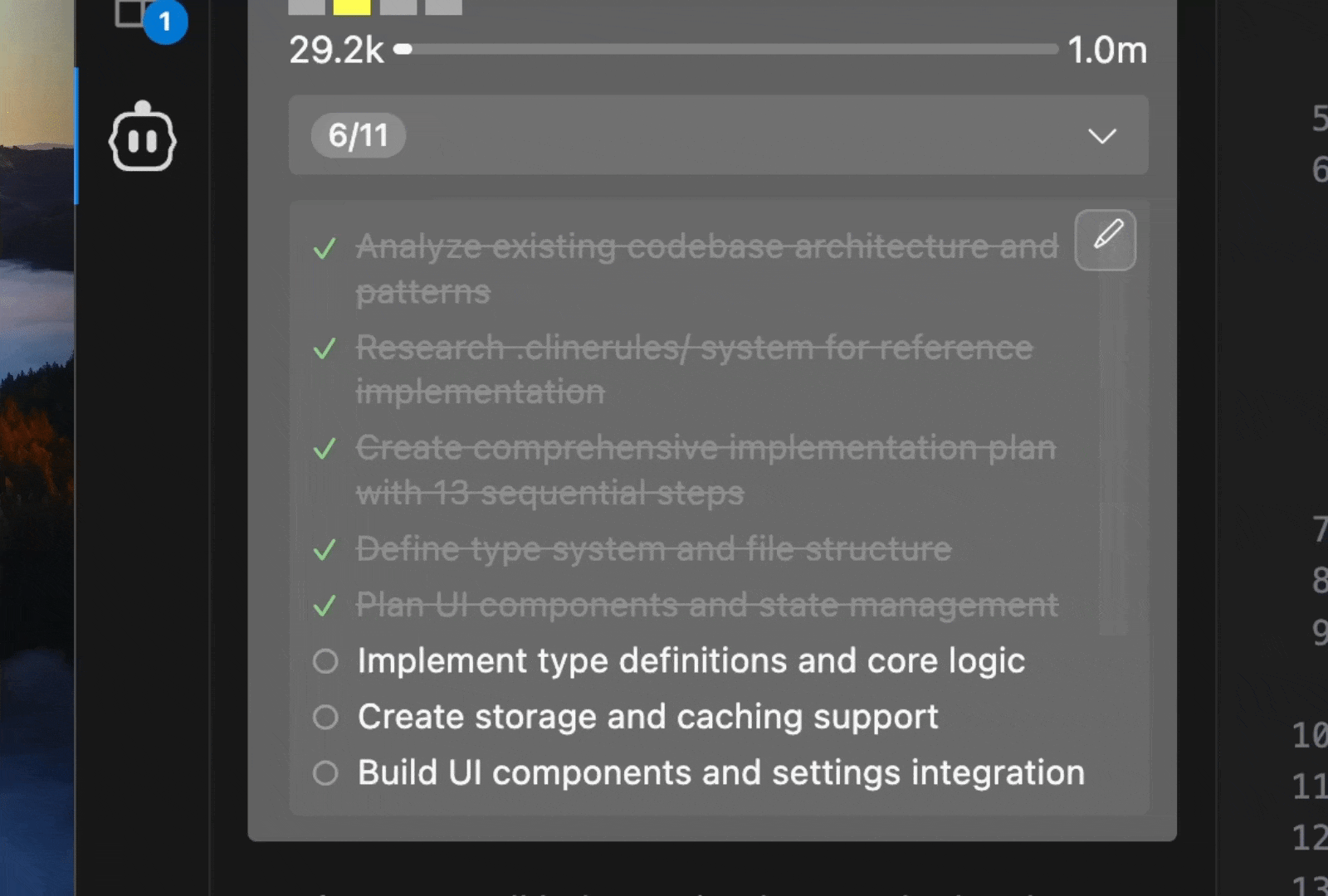 Focus Chain todo list management with real-time progress tracking